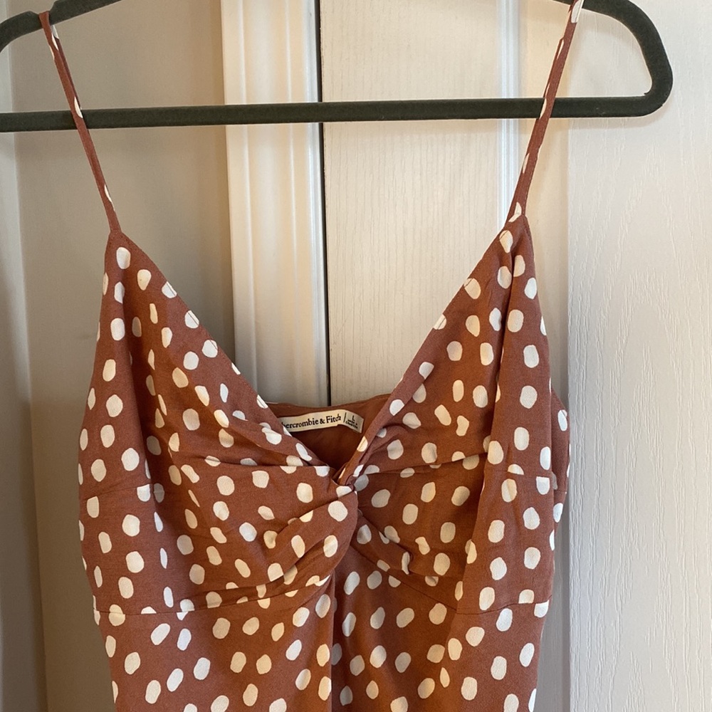 Pink polka dot knot front dress